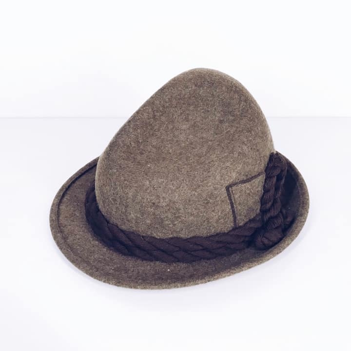 Капелюх єгерський коричневий фетр широкий шнур 1