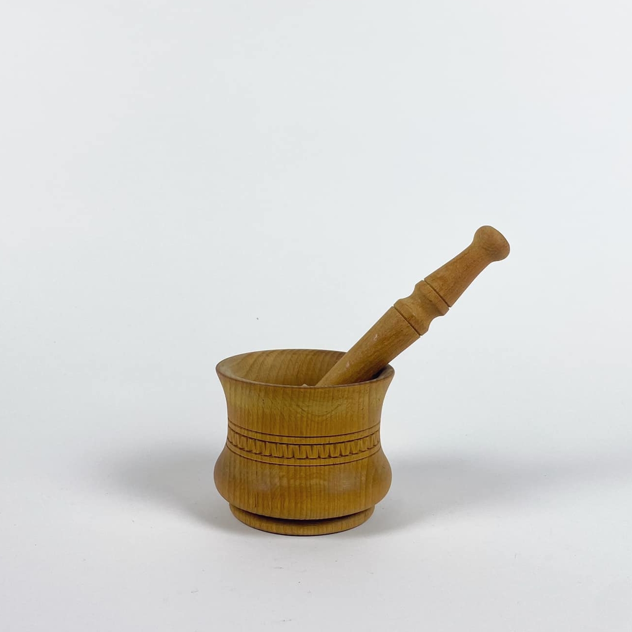 Ступка з товкачиком дерев'яна велика етно EN-068