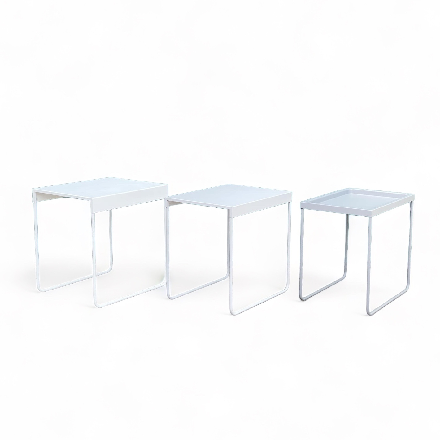 Комплект кавових столиків 3 шт білий/сірий метал/мдф TB-847