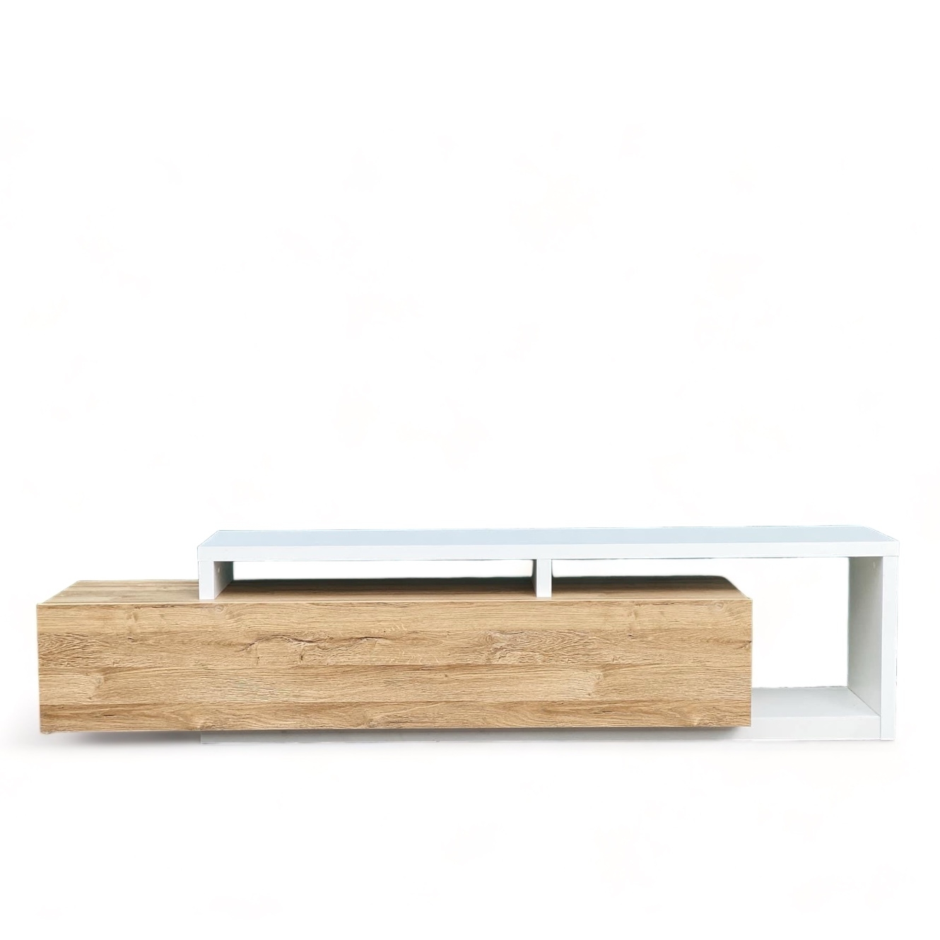 Тумба для ТВ асиметрична біла/дерево CB-075