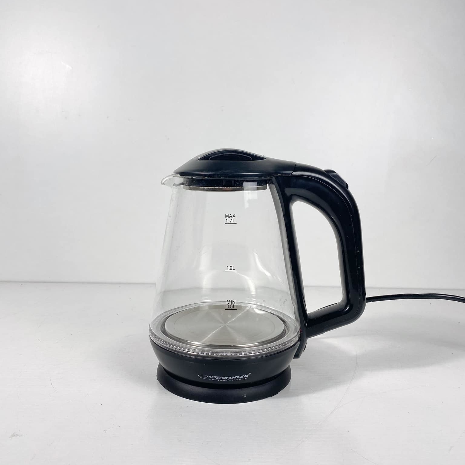 Електрочайник прозорий/чорний скло/пластик KT-046