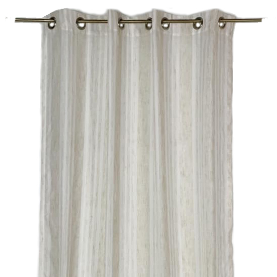 Штора у фактурну смужку натур/беж на люверсах CR-004
