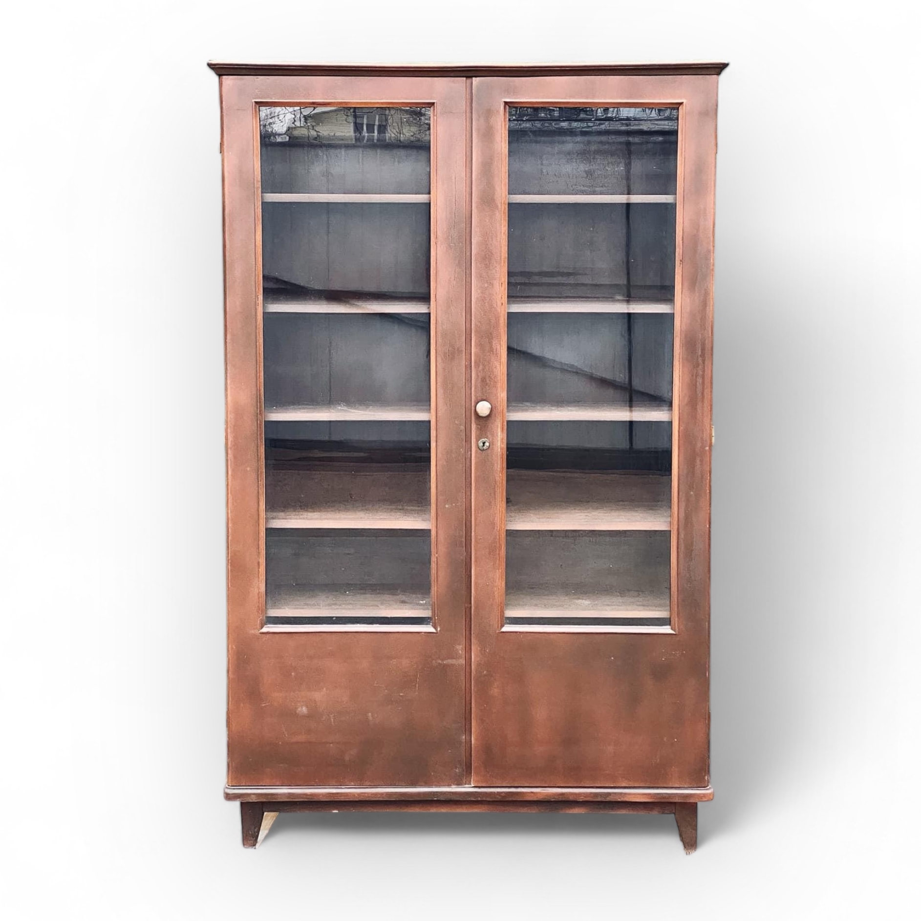 Книжкова шафа з дверцятами т-дерево/скло вінтаж SR-073