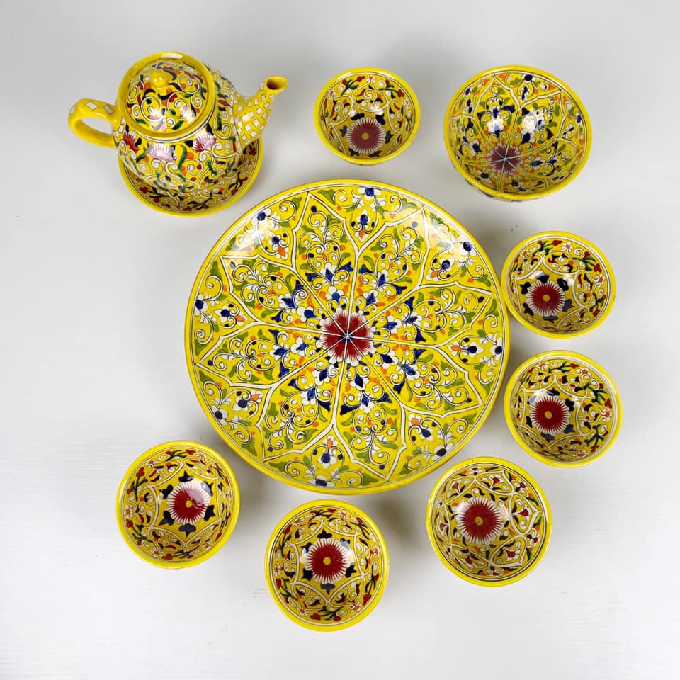 Набір східного посуду з розписом жовтий кераміка PP-092