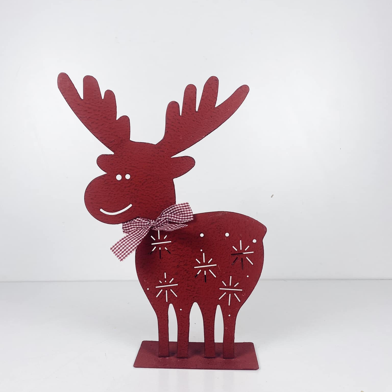 Декор-підсвічник Олень червоний новорічний метал