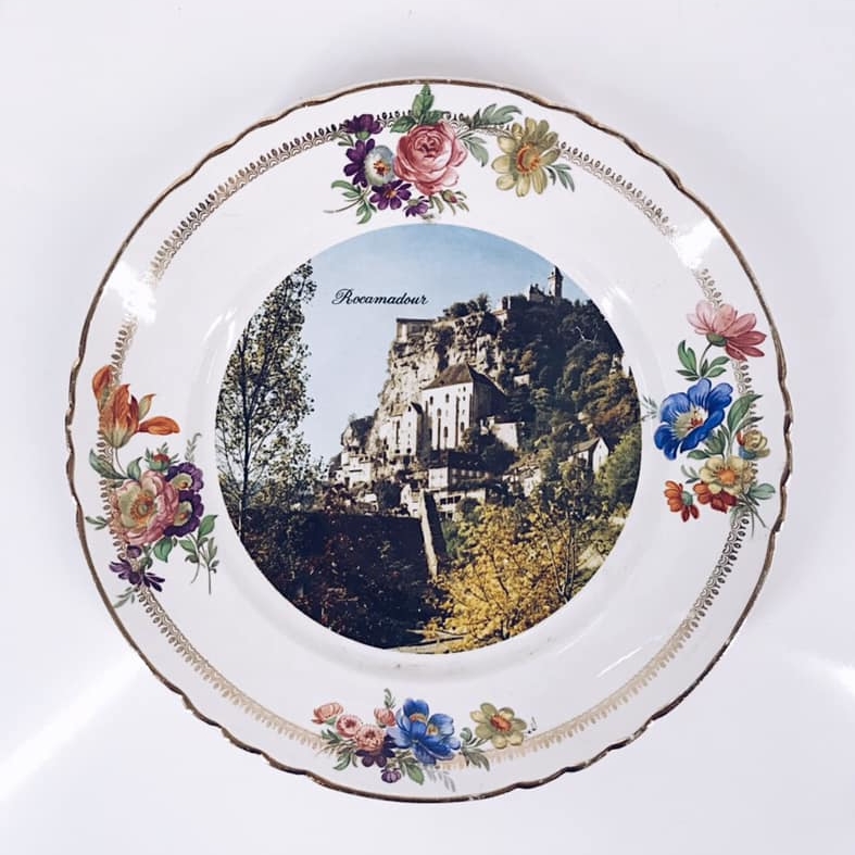 Тарілка декоративна настінна Замок/квіти порцеляна вінтаж