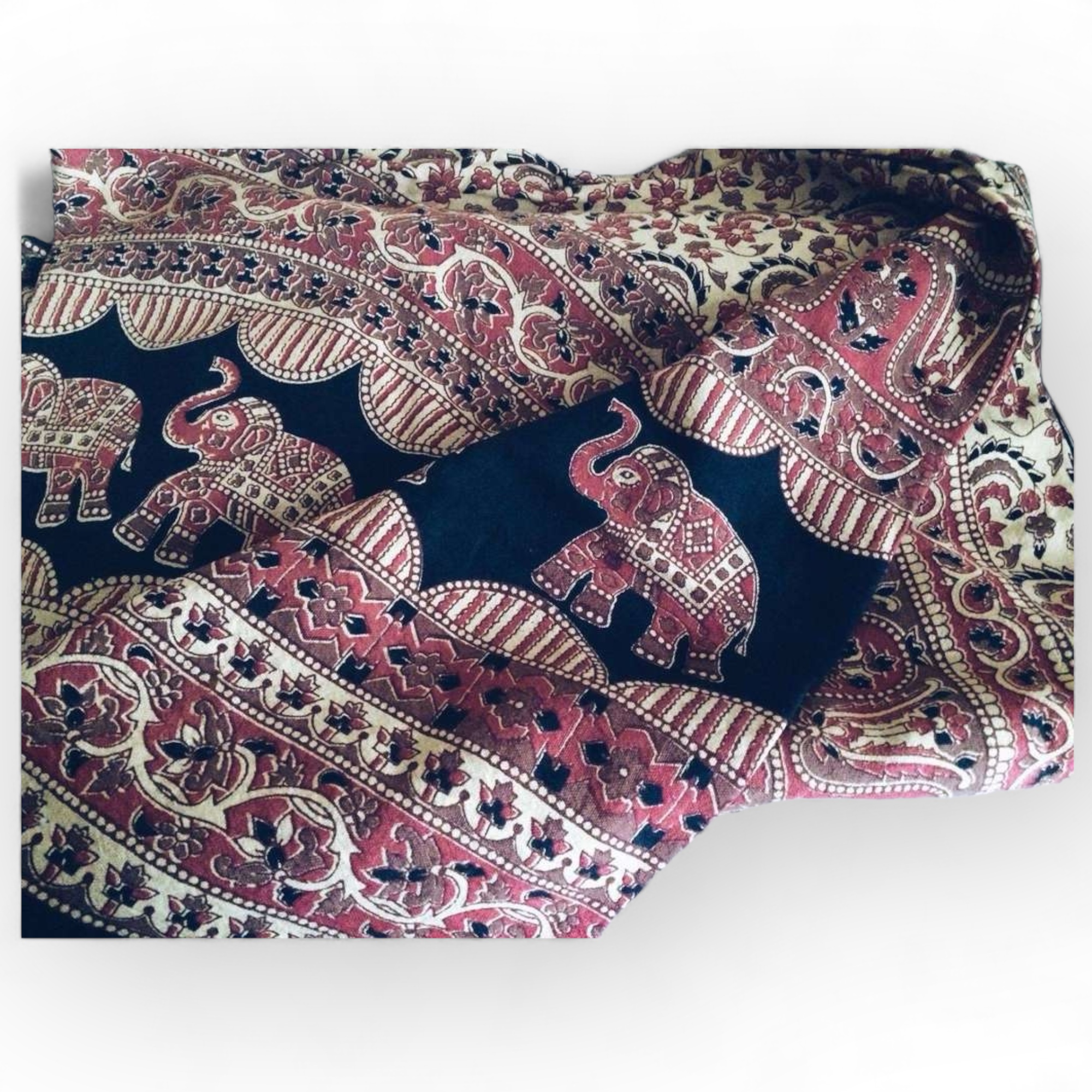 Покривало Слони батік жовтий/чорний/теракота