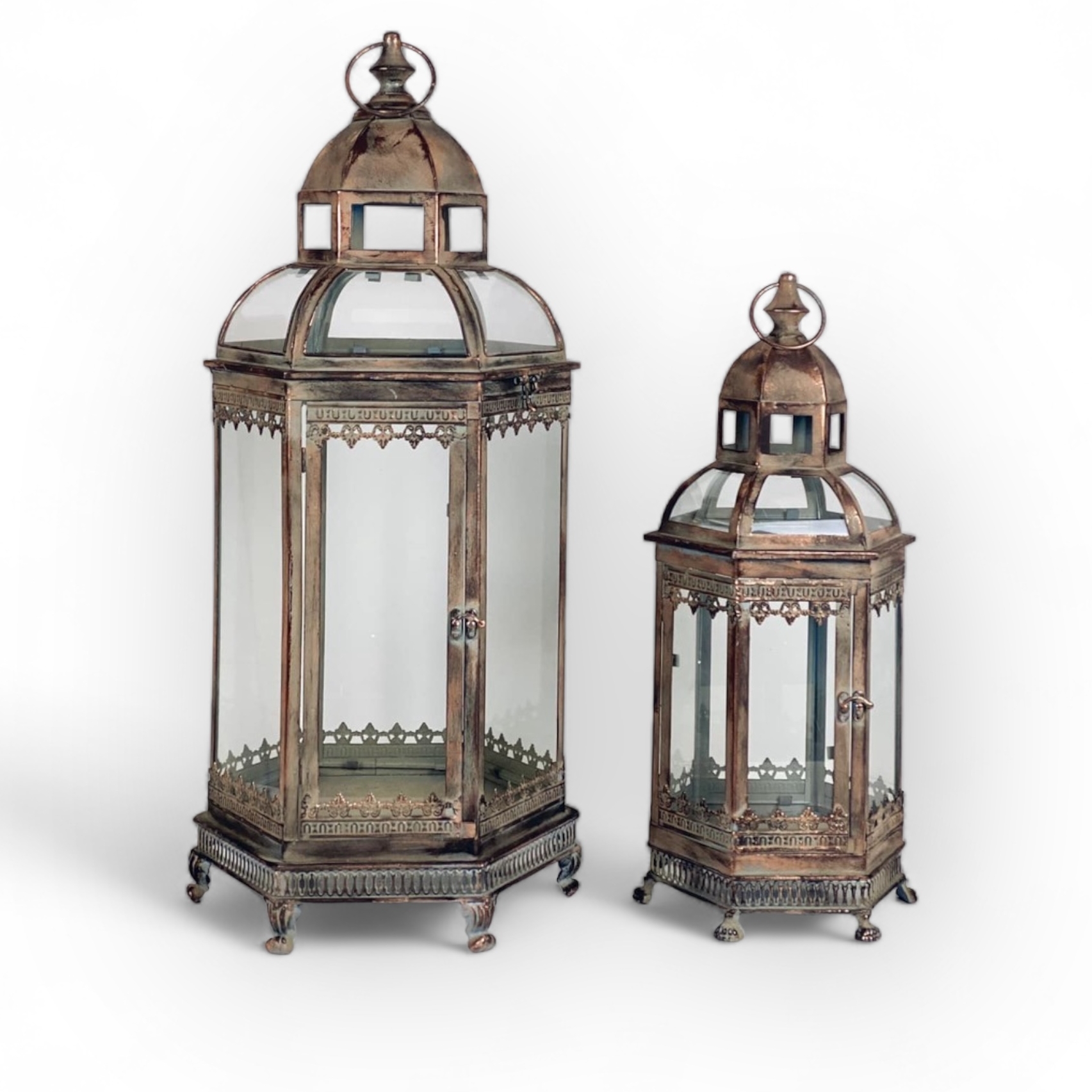 Ліхтар для свічок садовий східний метал/скло CL-081