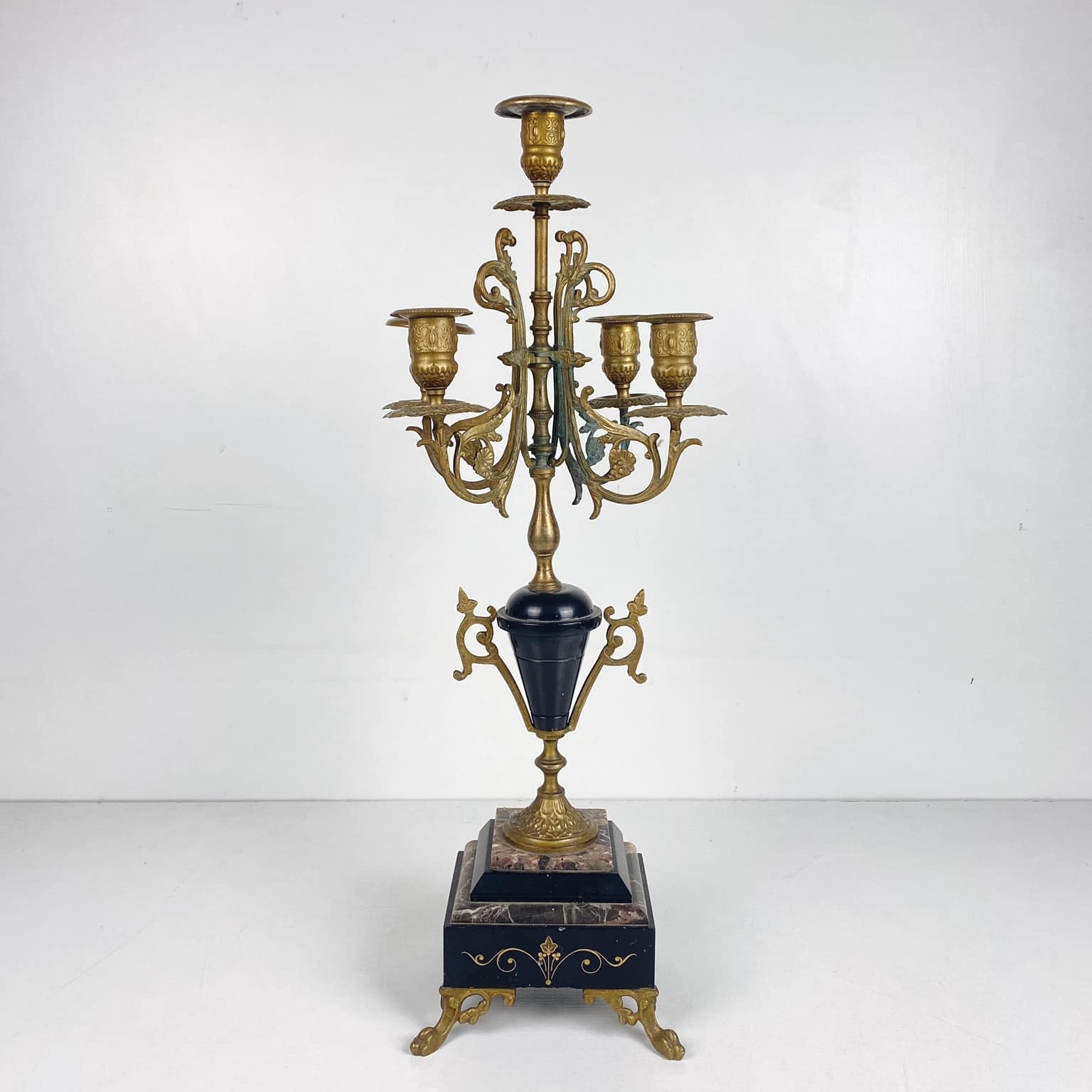 Канделябр на 5 свічок бронза/мармур вінтаж CA-152