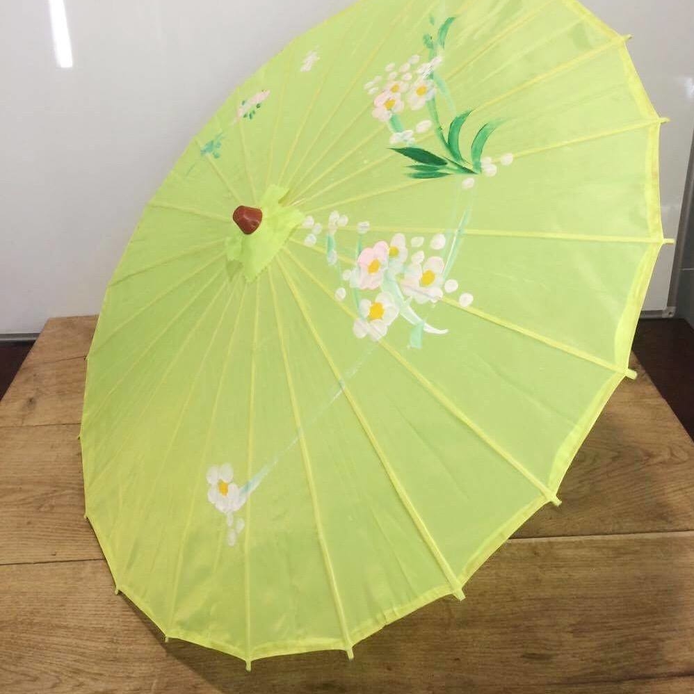 Парасолька китай яскраво-зелена бамбук/шовк