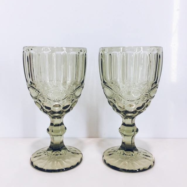 Бокал на ніжці рельєфне скло зелене GS-061