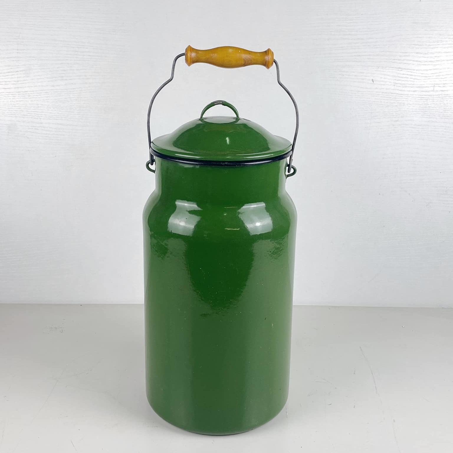 Бидончик зелений емальований великий вінтаж