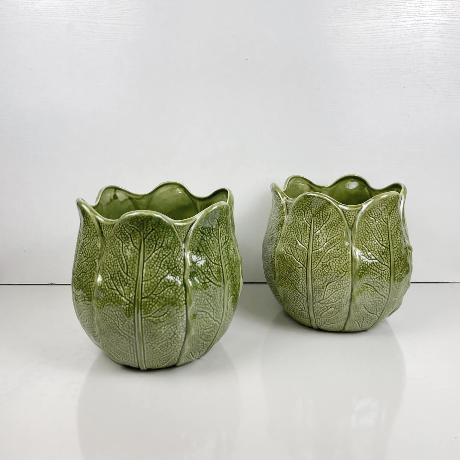 Кашпо Листя зелене кераміка