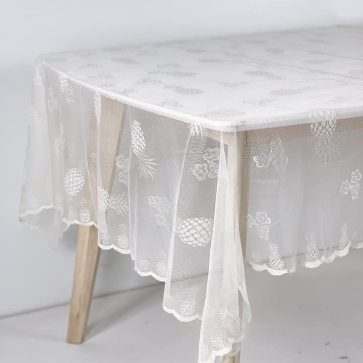 Скатертина молочна гіпюр Ананас TT-063