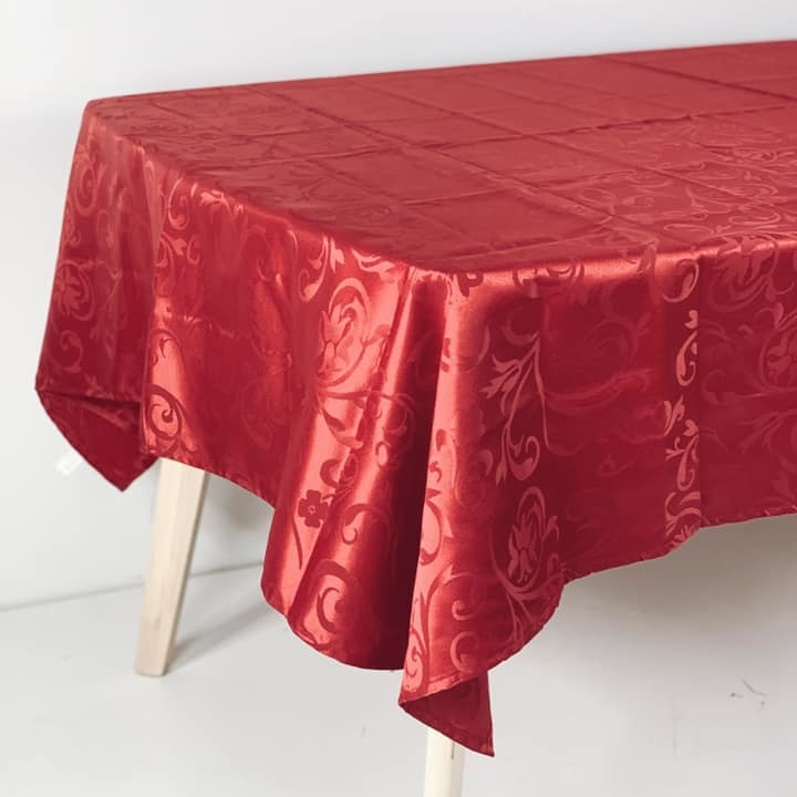 Скатертина бордо візерунки жакард TT-074