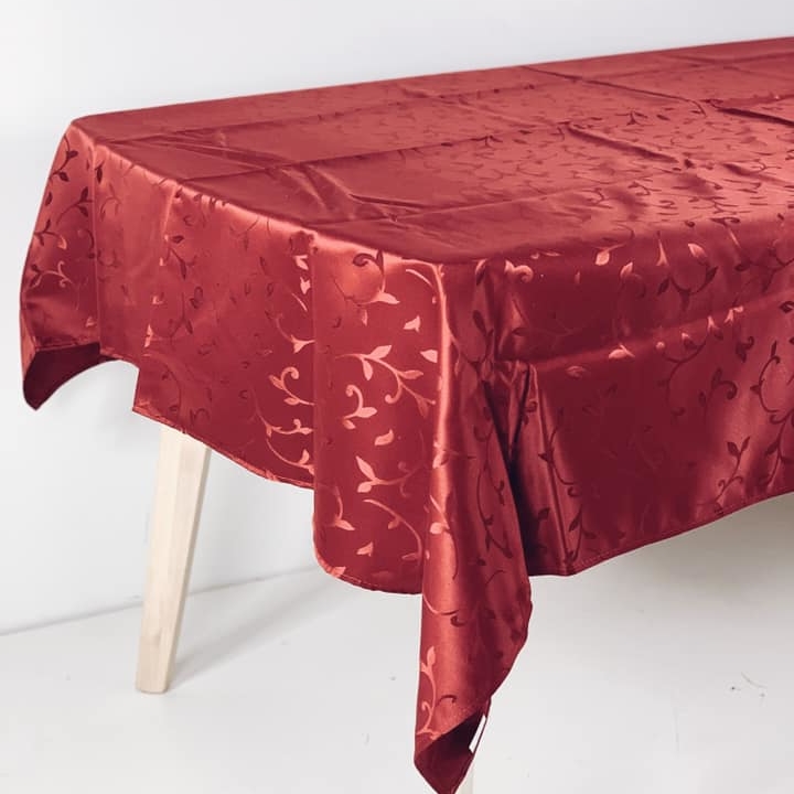 Скатертина бордо візерунки жакард TT-075