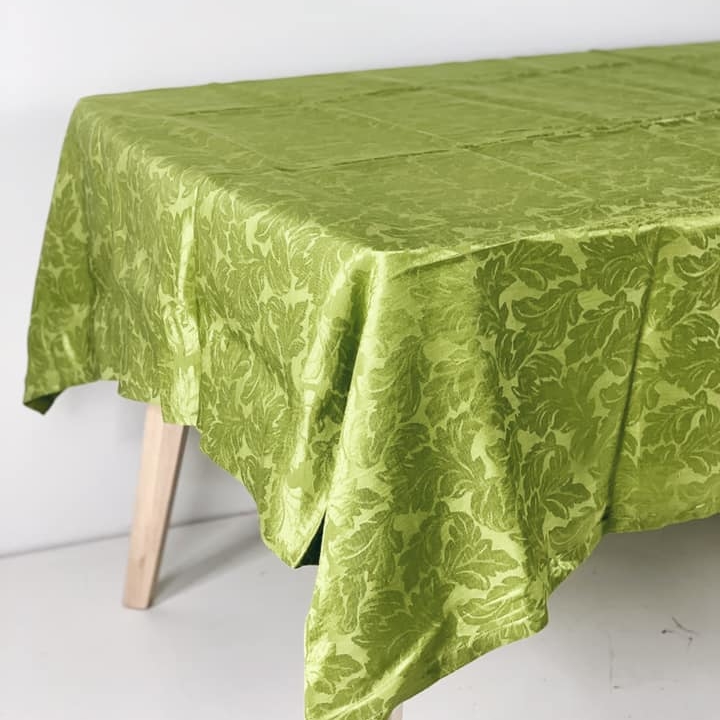 Скатертина салатова жакард Листя TT-077