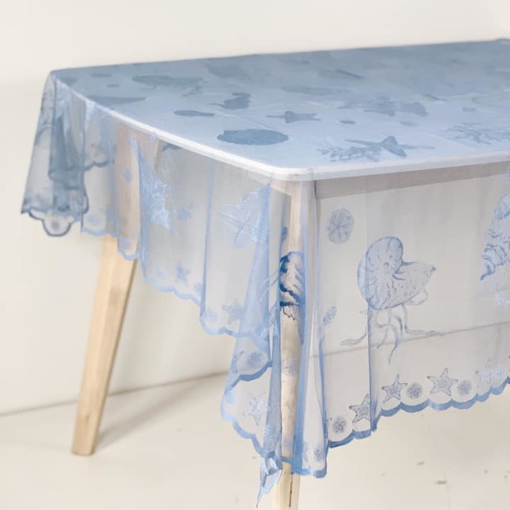 Скатертина блакитна гіпюр Море TT-079