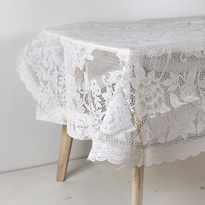 Скатертина біла Гіпюр 2 пвх TT-096