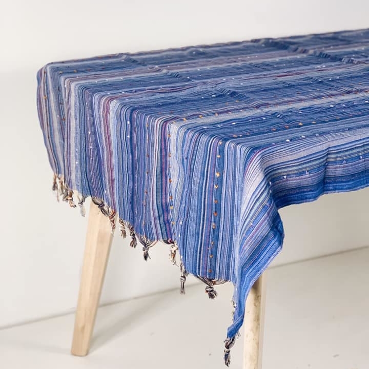 Скатертина вузька східна шовк/бавовна червона у смужку TT-097