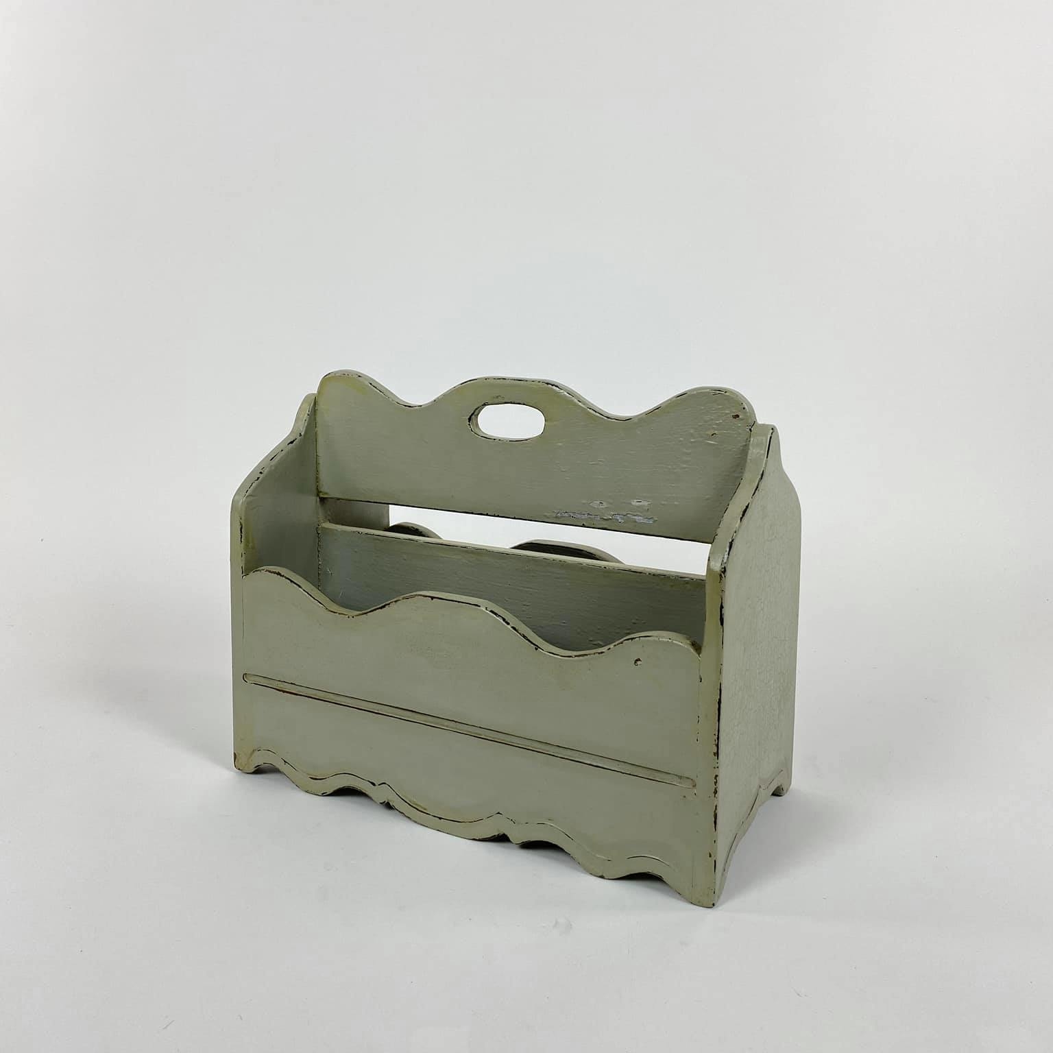 Кошик-підставка для журналів сіра дерево вінтаж BA-139