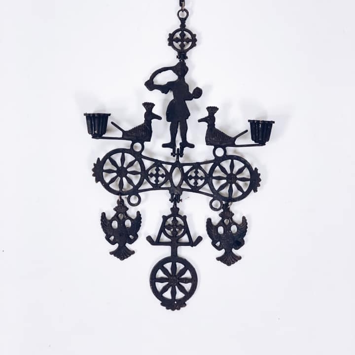 Підсвічник підвісний з півнями метал вінтаж CA-116