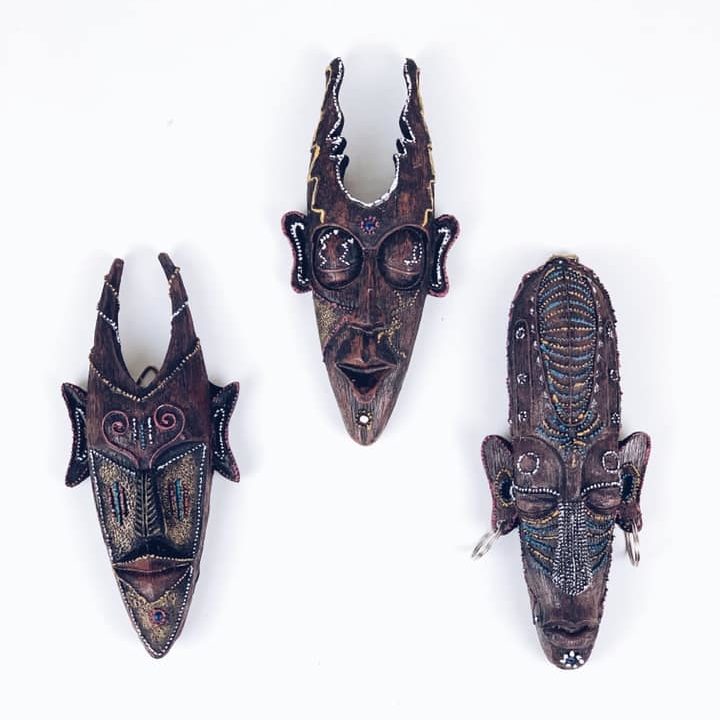 Маска настінна африканська мала чорна WD-062