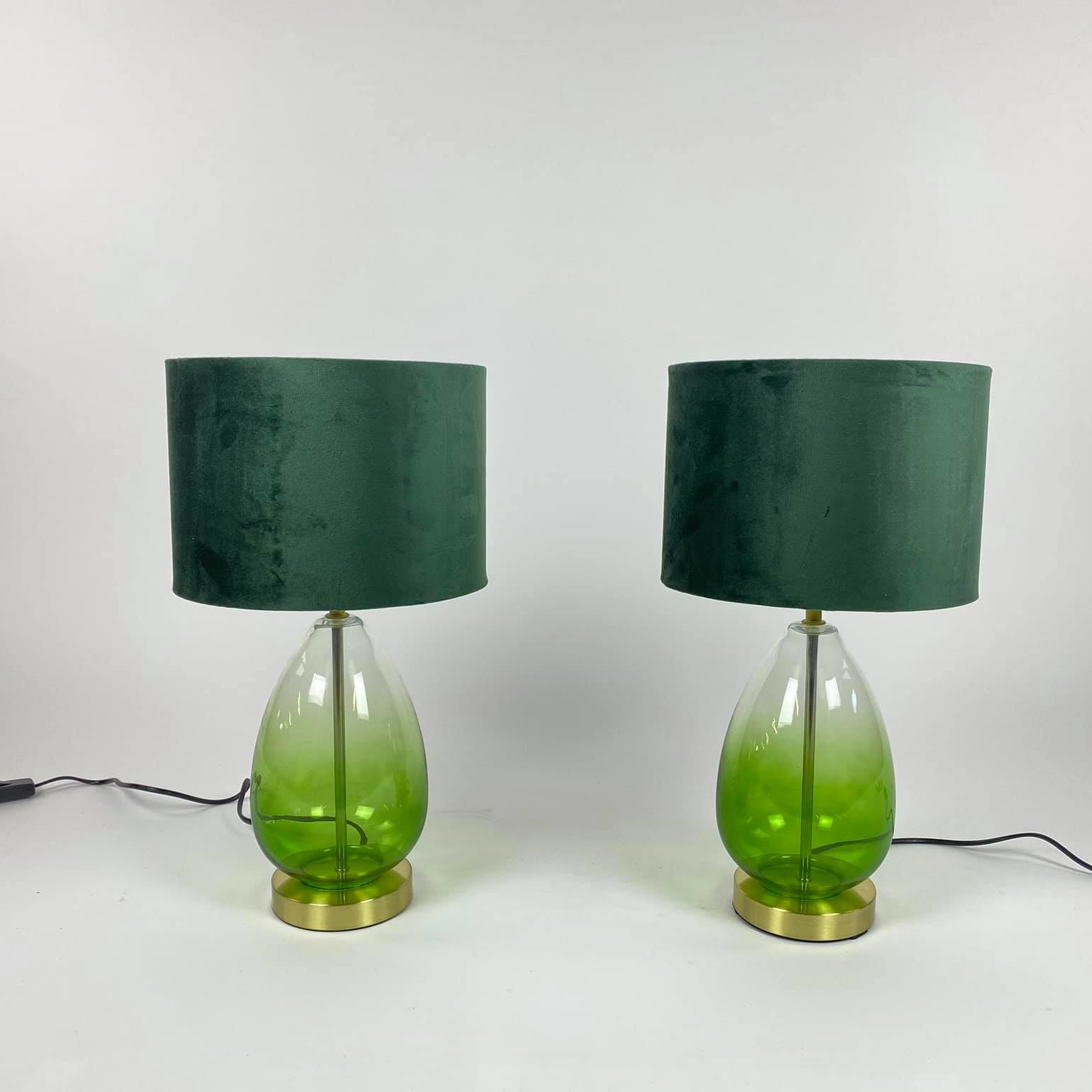 Лампа настільна зелена база скло/абажур велюр LT-236