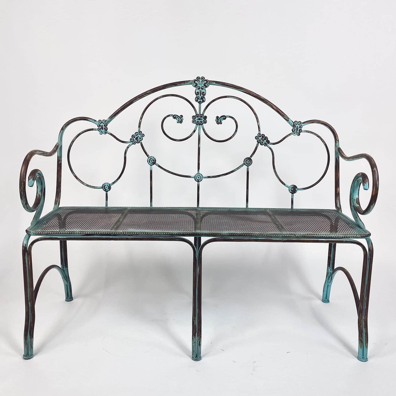 Лавка садова у вінтажному стилі з ефектом патини/зістарення метал GF-025