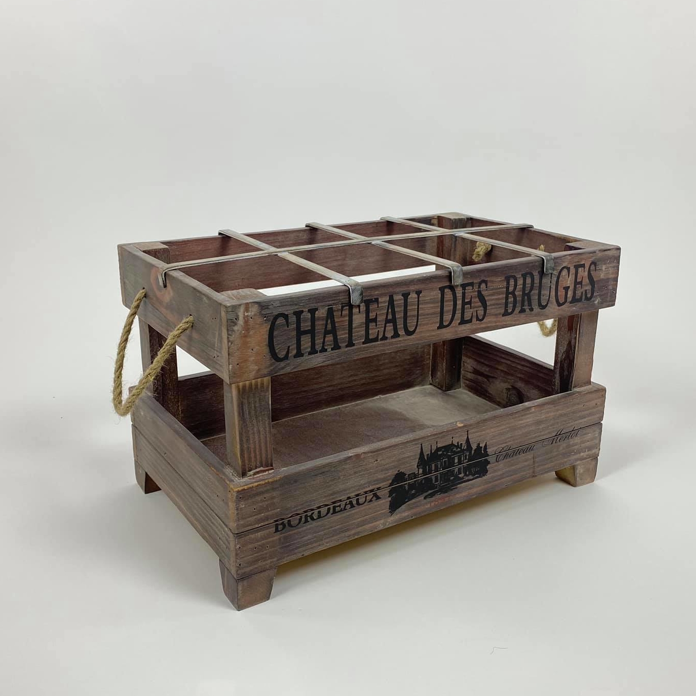 Ящик для винних пляшок дерево/метал