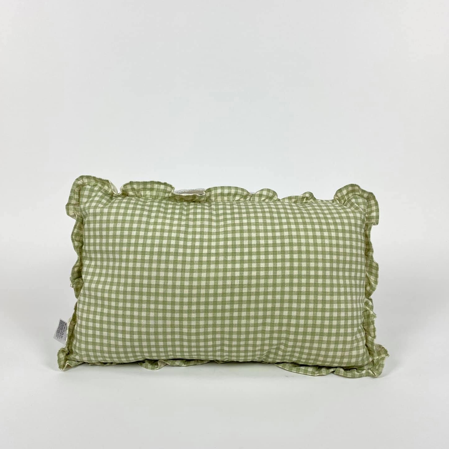 Подушка декоративна прямокутна зелена клітинка волан PW-383