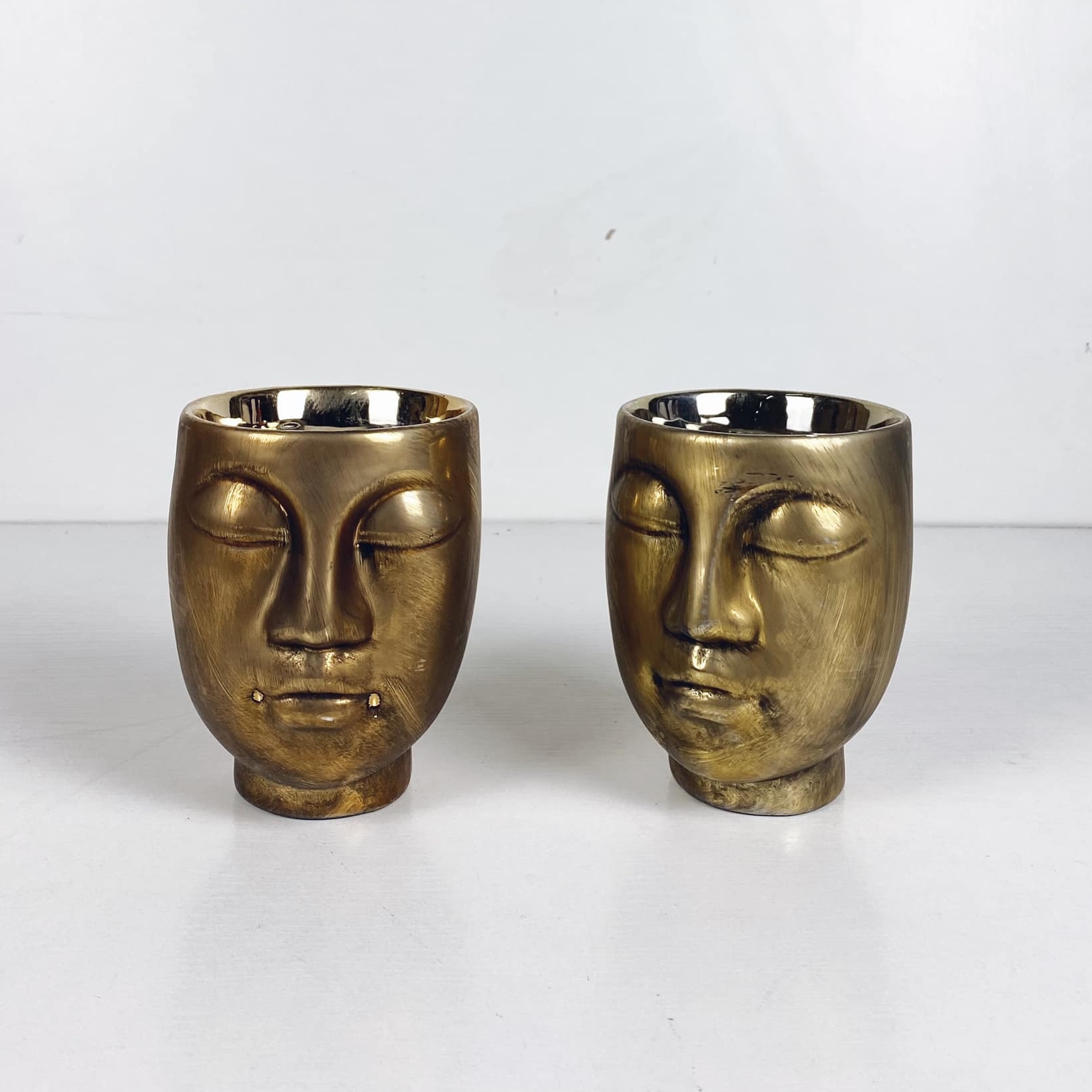 Кашпо Обличчя золото кераміка 3