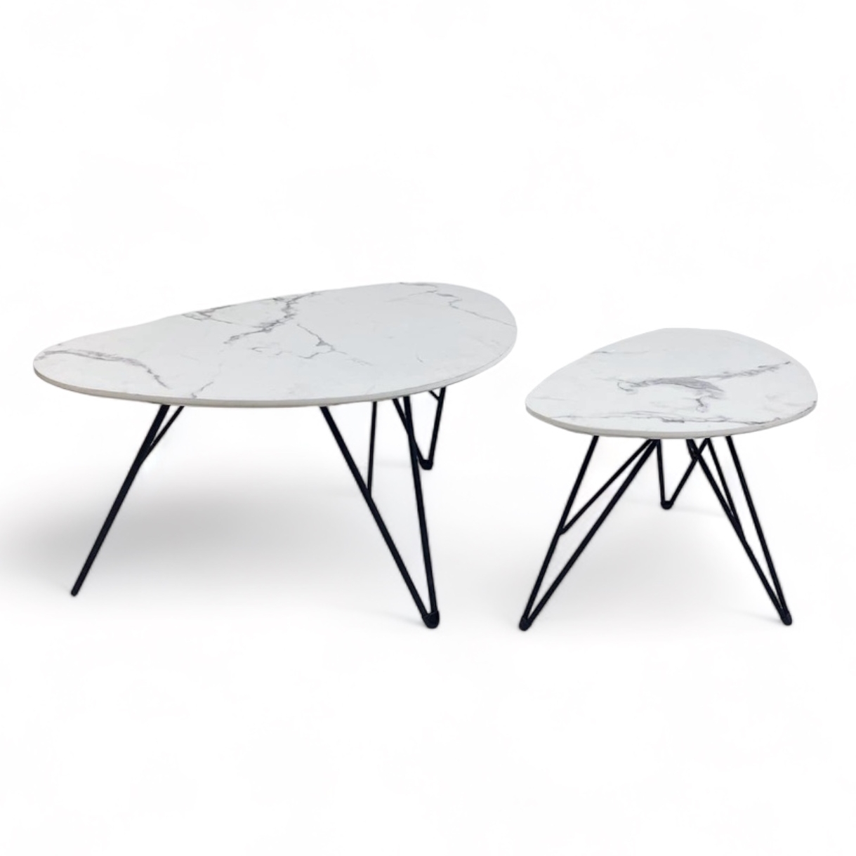 Столик кавовий мдф під мармур/чорний метал TB-586