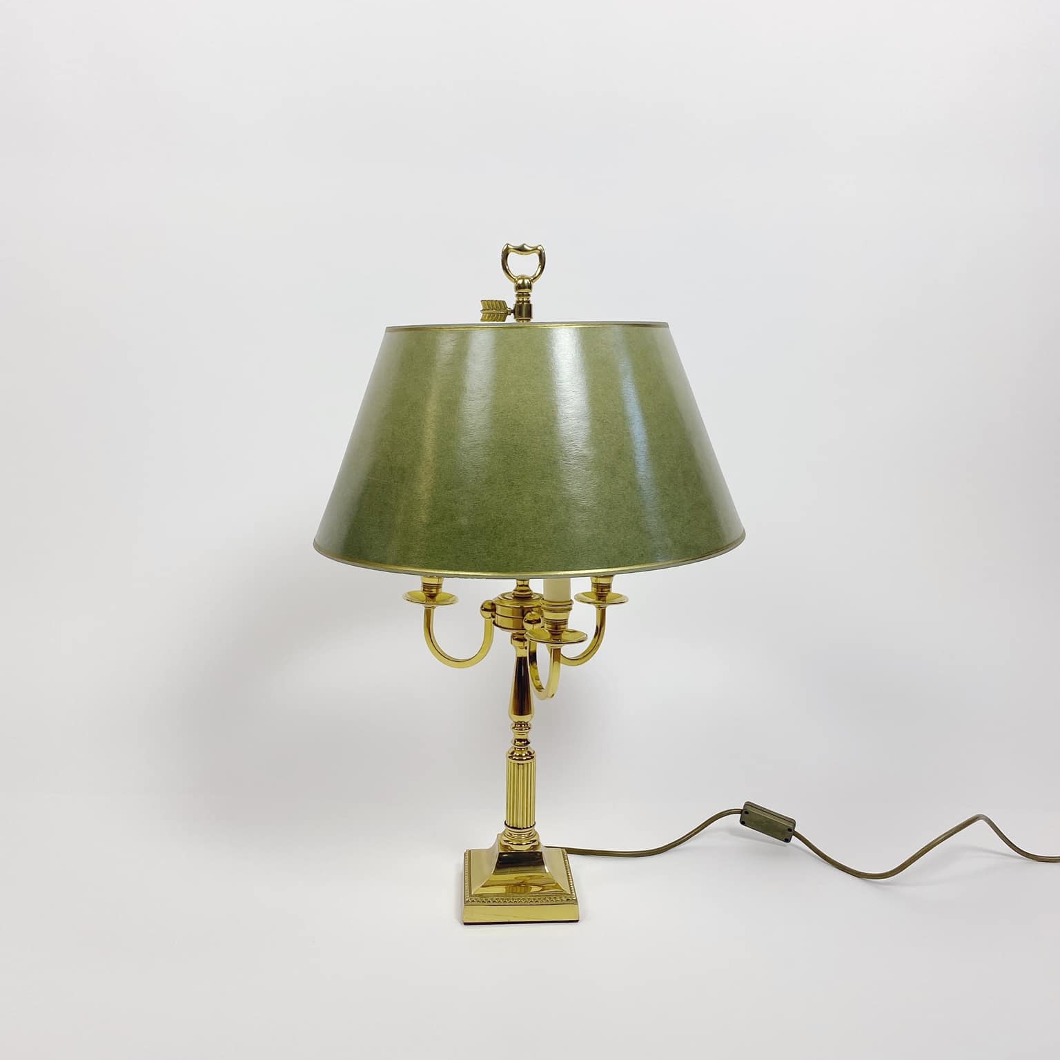 Лампа настільна вінтаж латунь зелений абажур LT-251