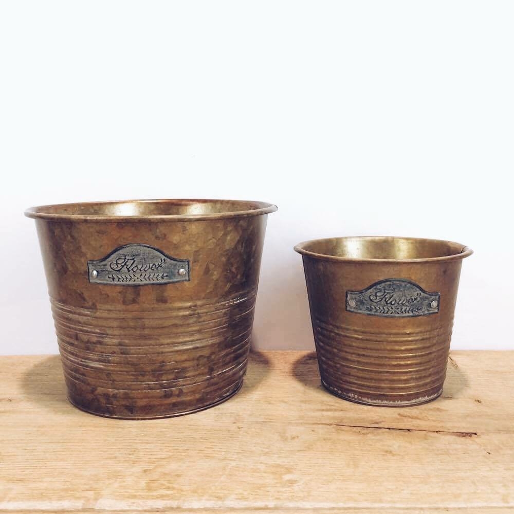 Кашпо метал т-золото