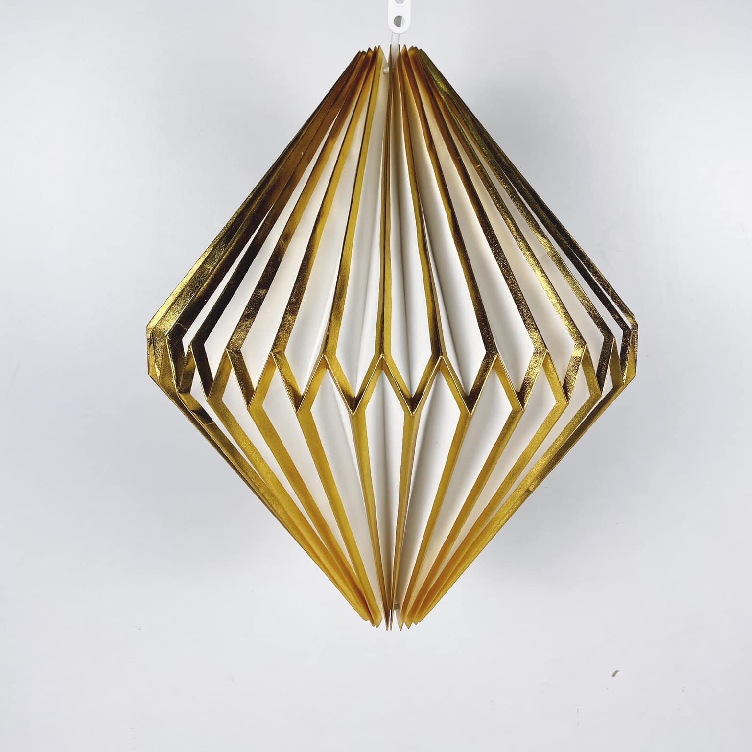 Світильник підвісний паперовий "орігамі" білий/золото LS-040