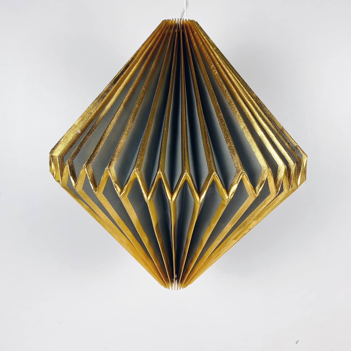 Світильник підвісний паперовий "орігамі" сірий/золото LS-042
