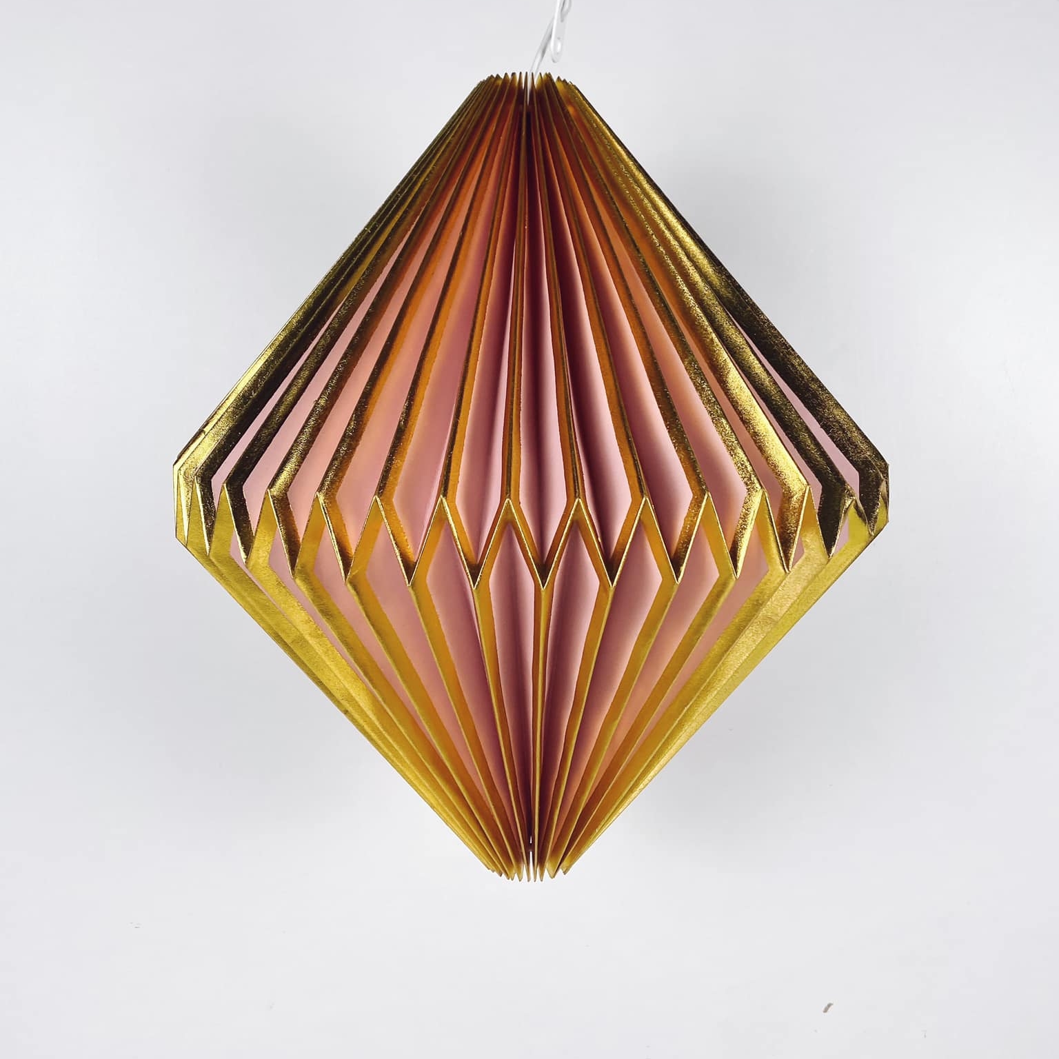 Світильник підвісний паперовий "орігамі" рожевий/золото LS-044