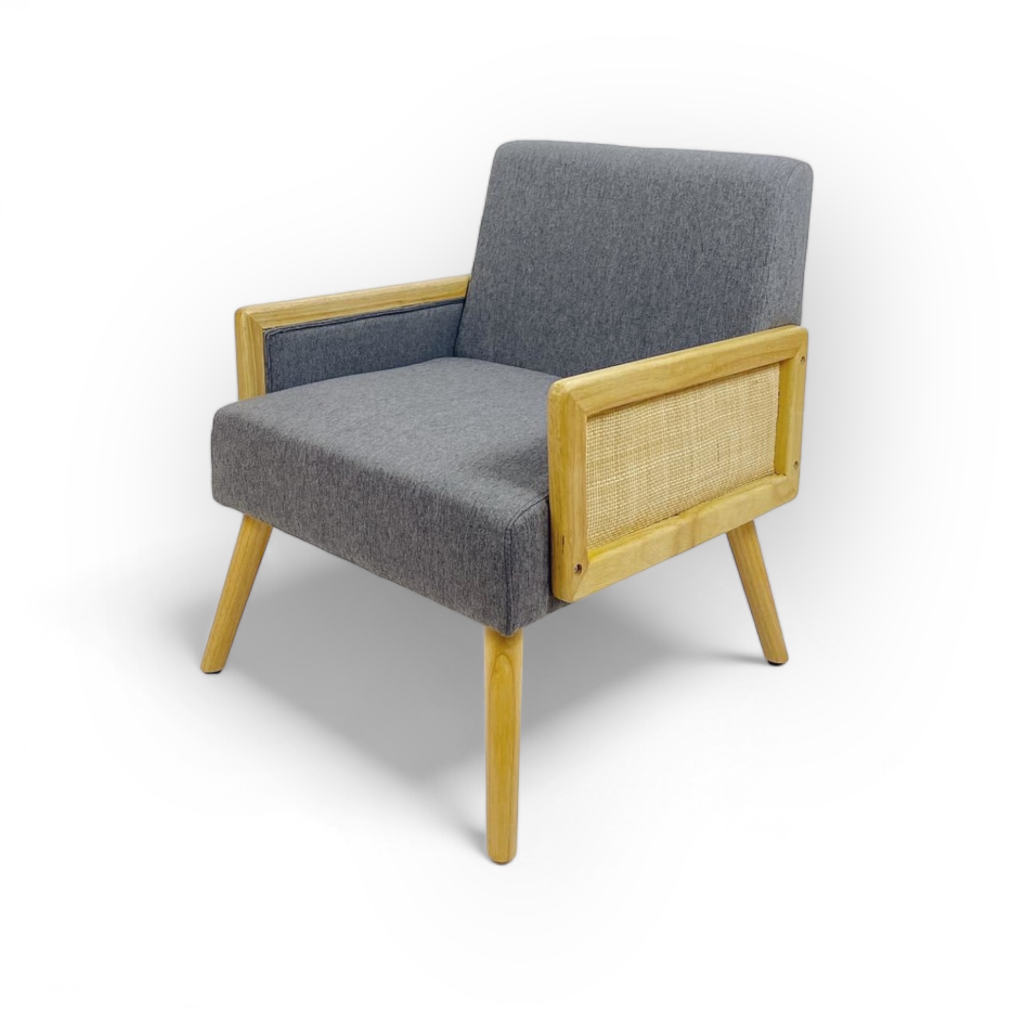 Крісло сіре з плетеними вставками CH-143