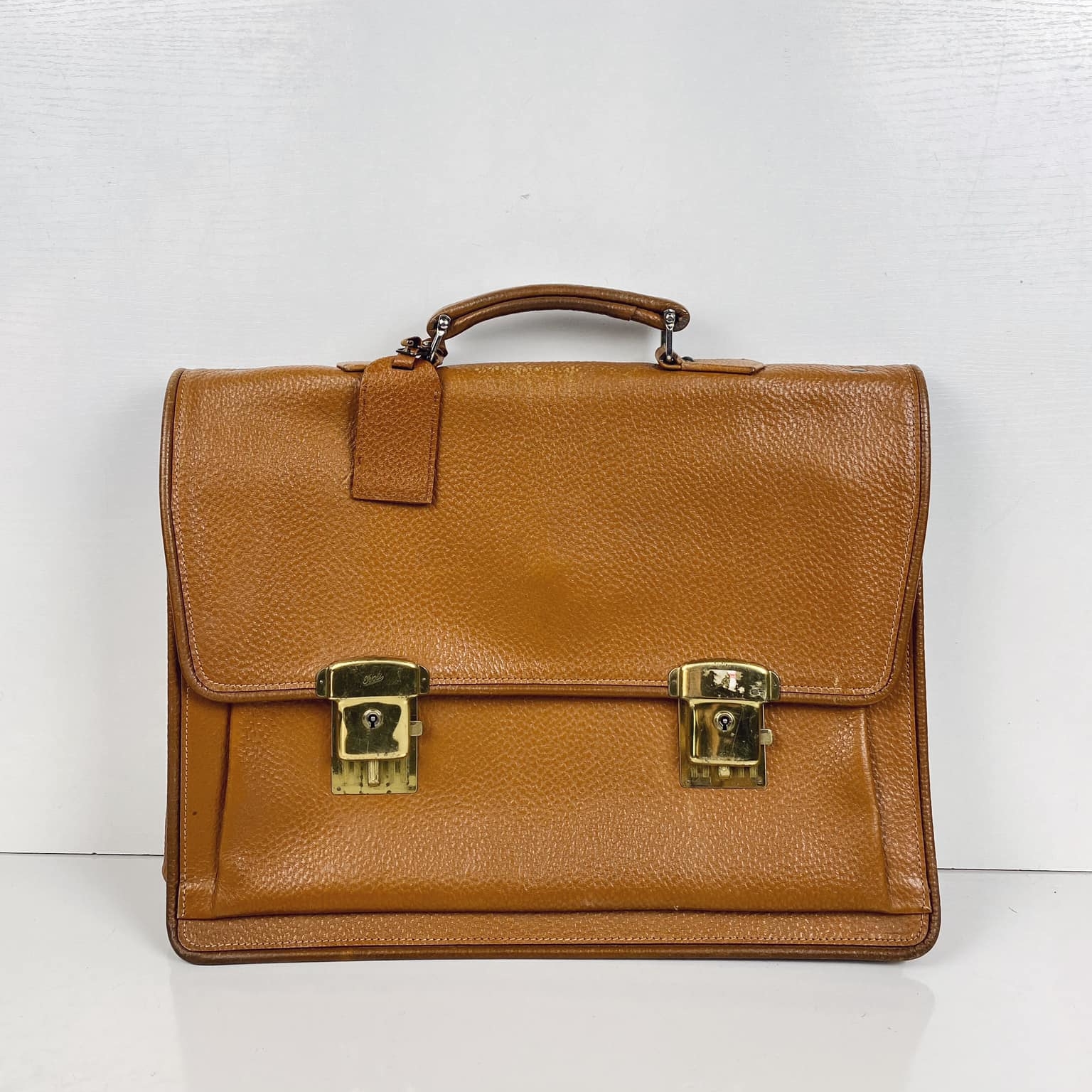Портфель рудий з 2 застібками вінтаж MB-140