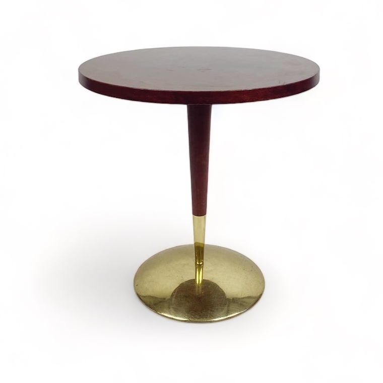 Столик кавовий круглий на конусній ніжці т-дерево/метал золото TB-849