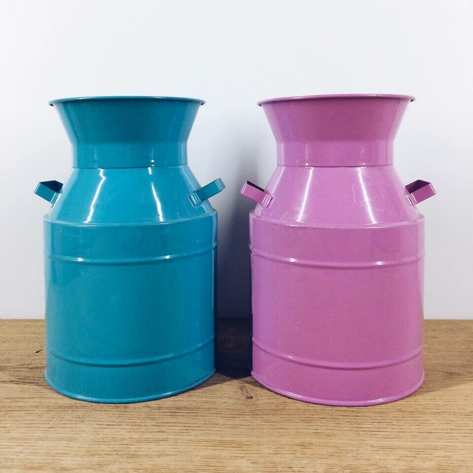 Бідончик-кашпо декоративний рожевий/блакитний метал