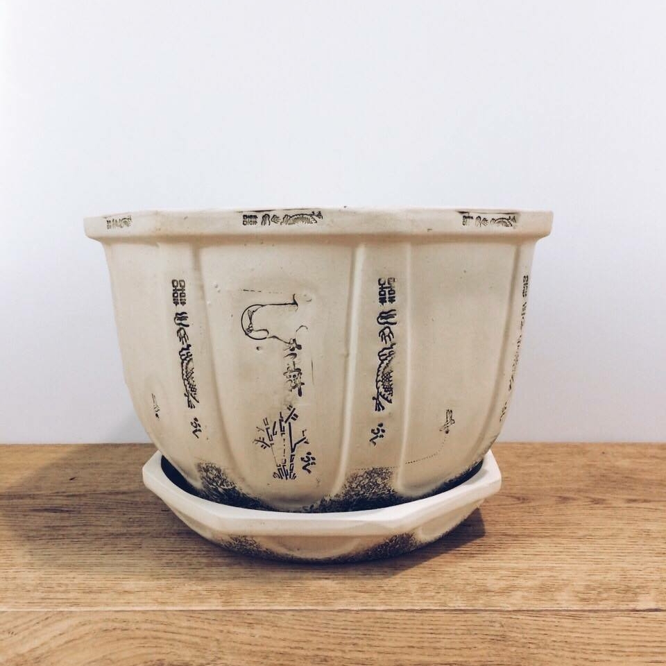 Вазон з китайськими мотивами кераміка беж