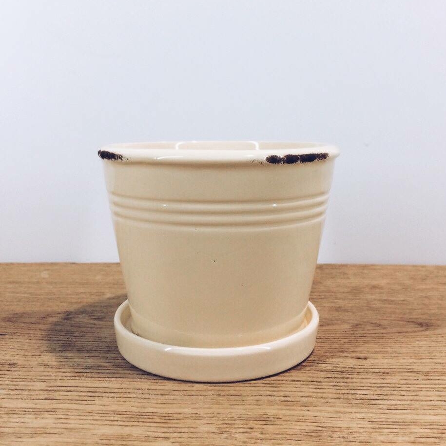 Вазон малий з підставкою беж кераміка