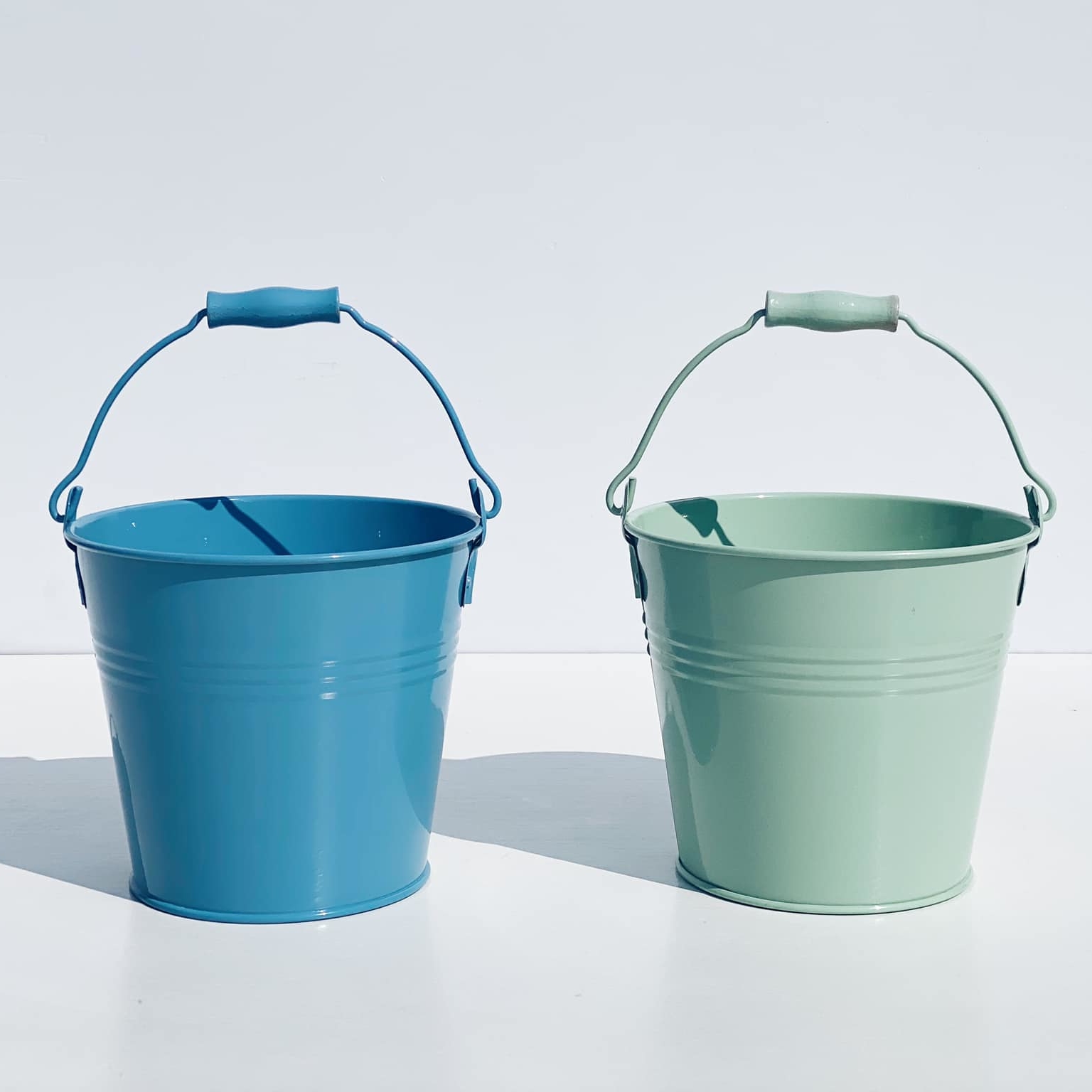 Відерце декоративне св-зелене/блакитне емаль/метал