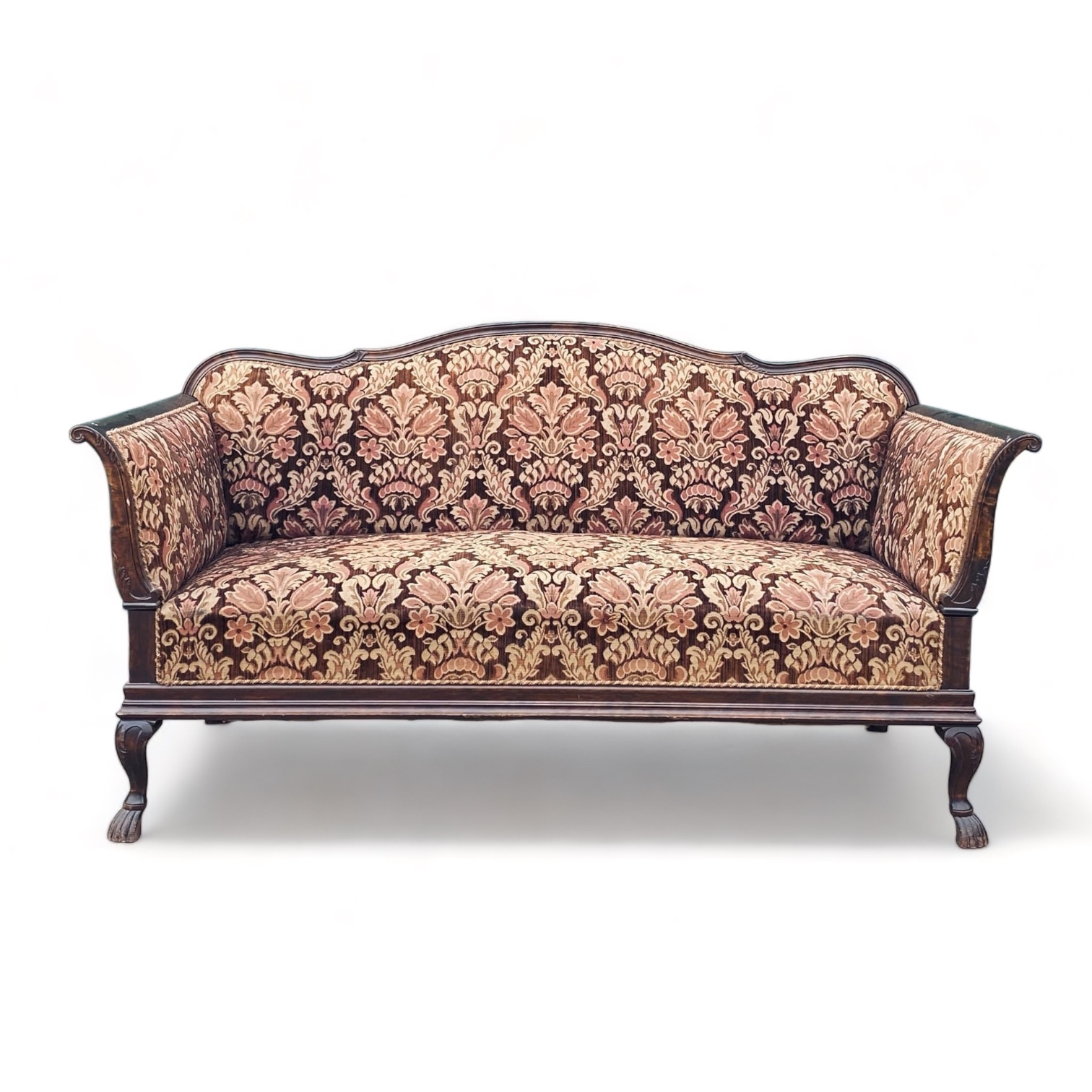 Диван 2-місний коричневий жакардова обивка вінтаж SF2-022