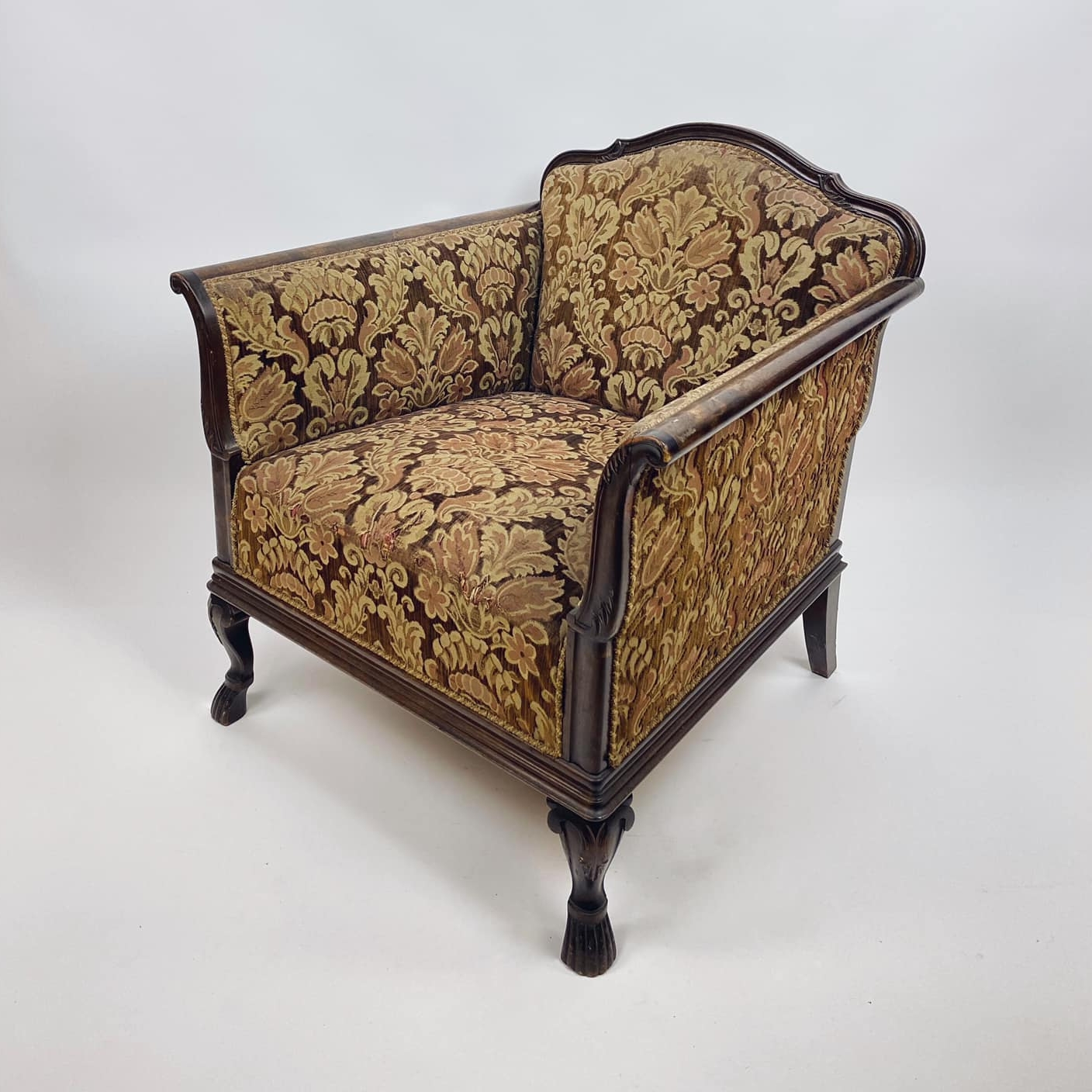 Крісло коричневе жакардова обивка вінтаж CH-145