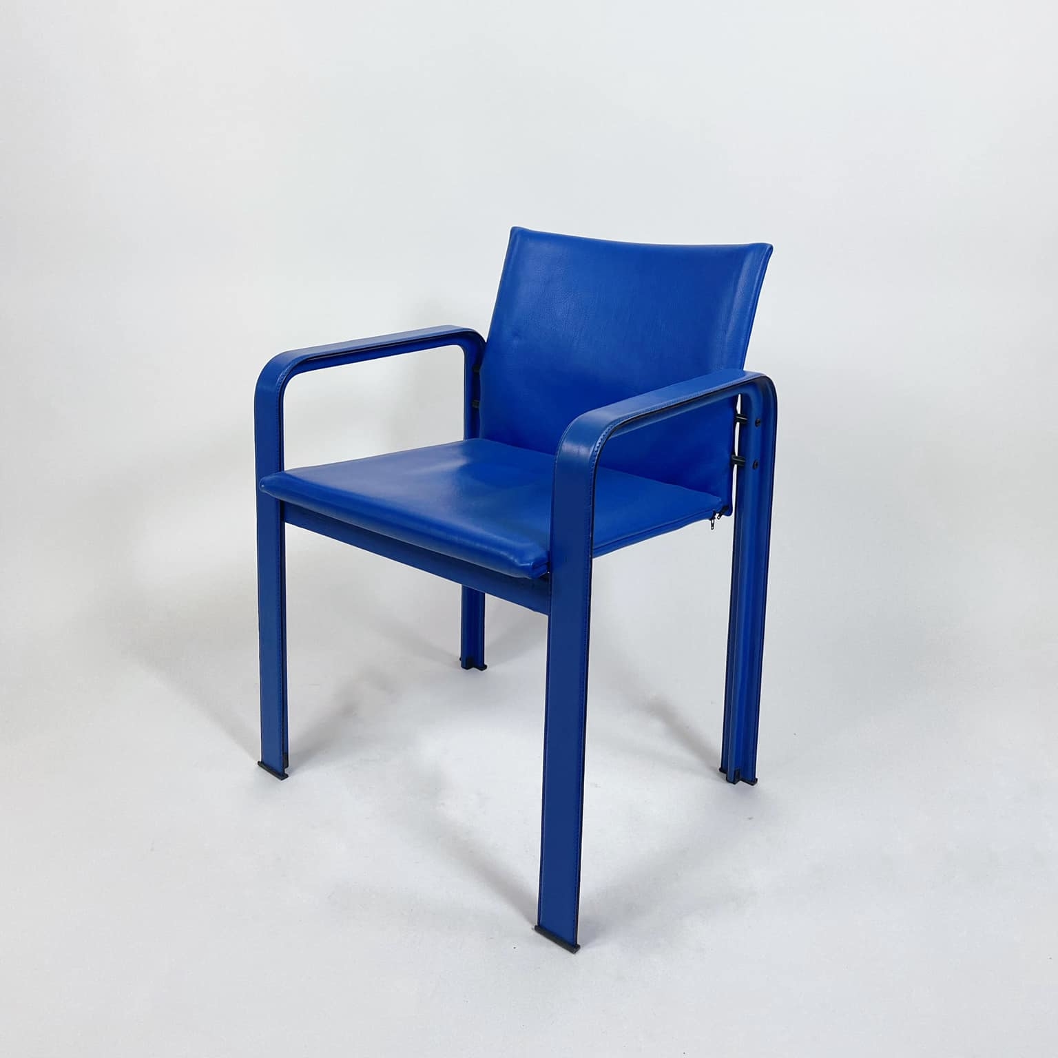 Стілець-крісло синій нат шкіра вінтаж ST-121