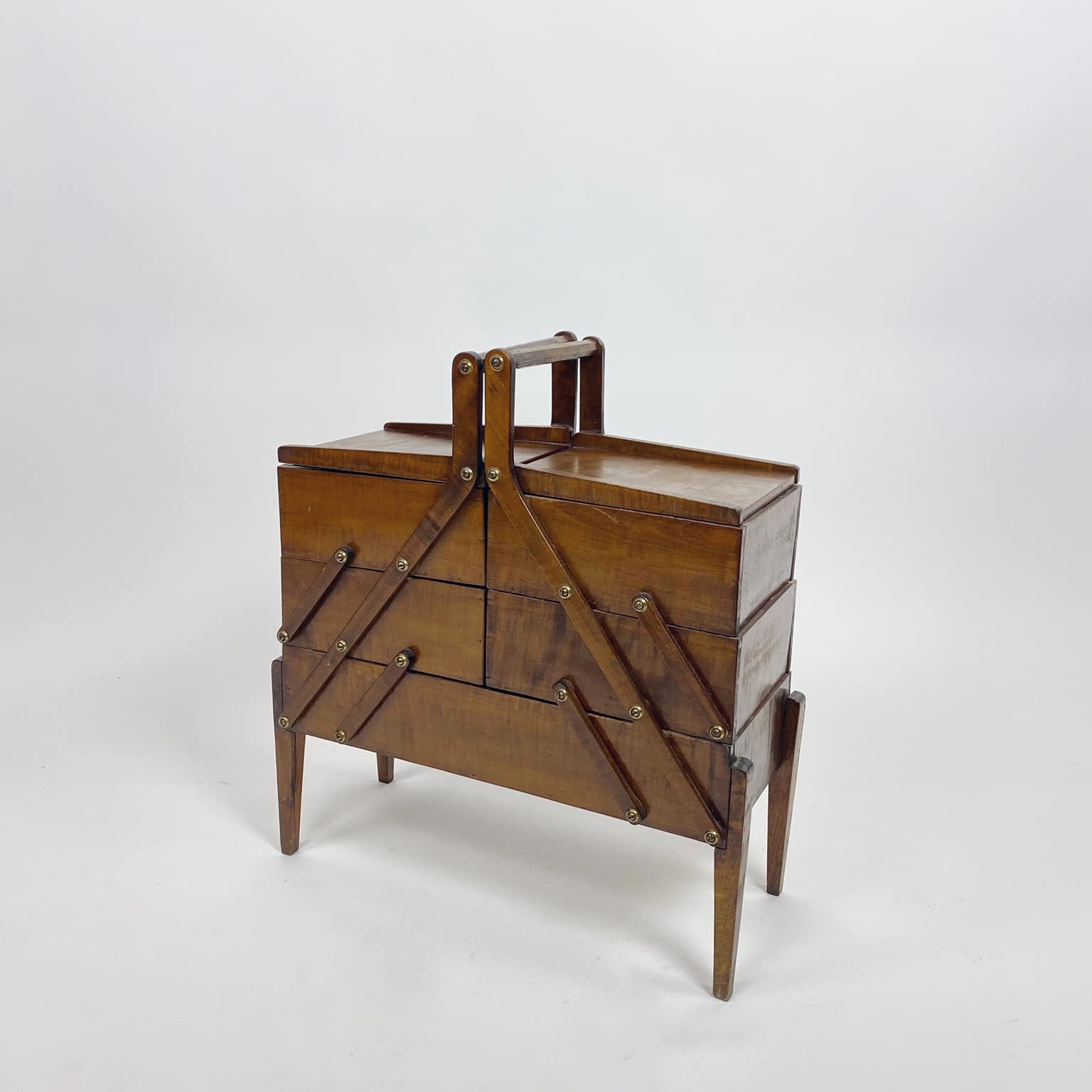 Ящик для рукоділля/інструментів розкладний з ручкою дерево вінтаж 2