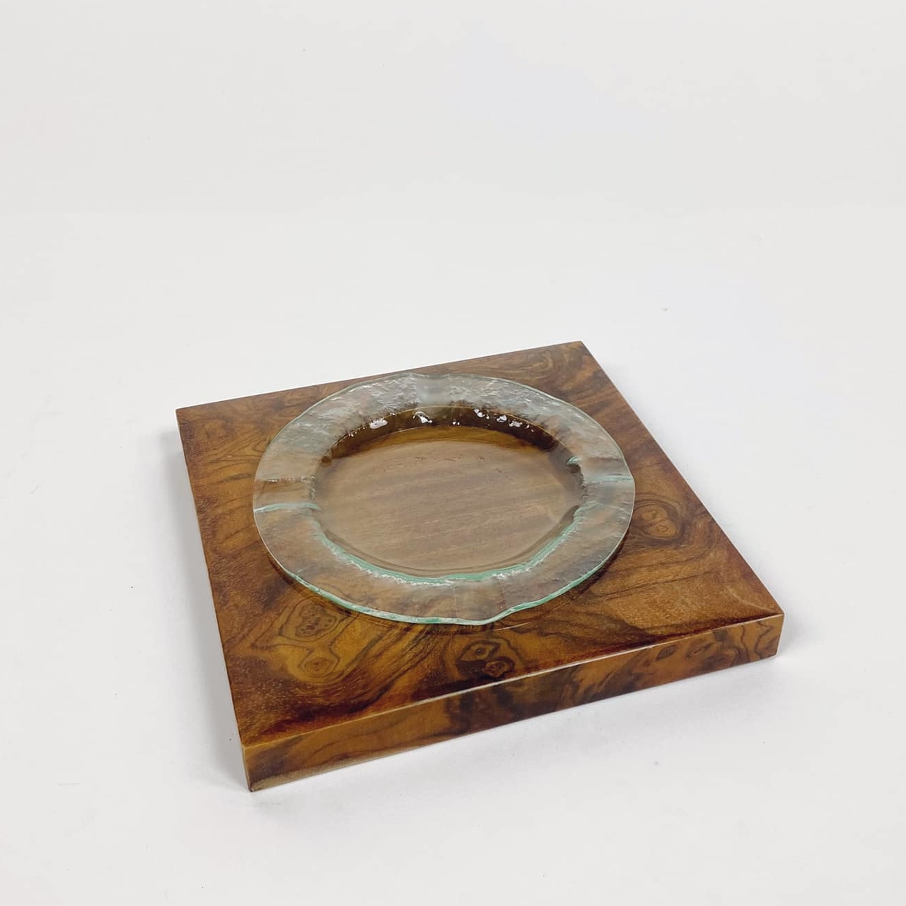 Попільничка квадратна велика дерево/скло